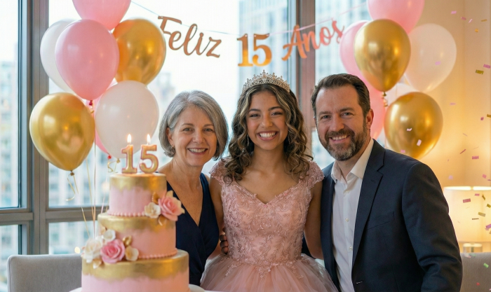 Telemensagem de aniversário de 15 anos debutante festa e emoção