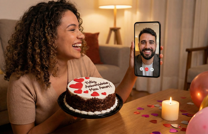 Telemensagem de aniversário para pessoa distante com saudade e carinho